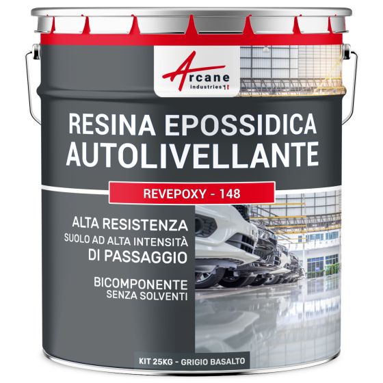 Resina Epossidica per Pavimenti, Autolivellante - REVEPOXY - 148 25 kg Grigio Basalto - RAL 7012