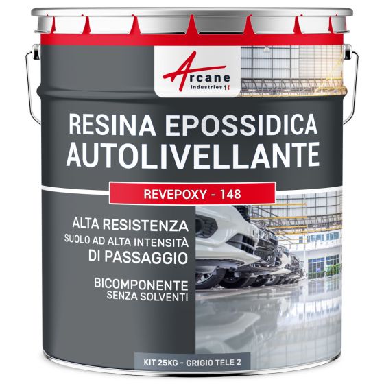 Resina Epossidica per Pavimenti, Autolivellante - REVEPOXY - 148 25 kg Grigio tele 2 - RAL 7046