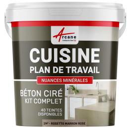 1-Main-Béton Ciré Cuisine : Plan de travail, Crédence - Kit 2m2 - Rosetto marron rose