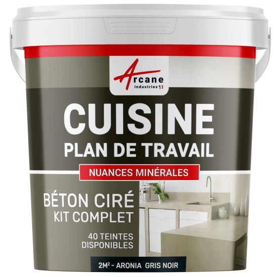 Béton Ciré Cuisine : Plan de travail, Crédence - Kit 2m2 - Aronia gris noir