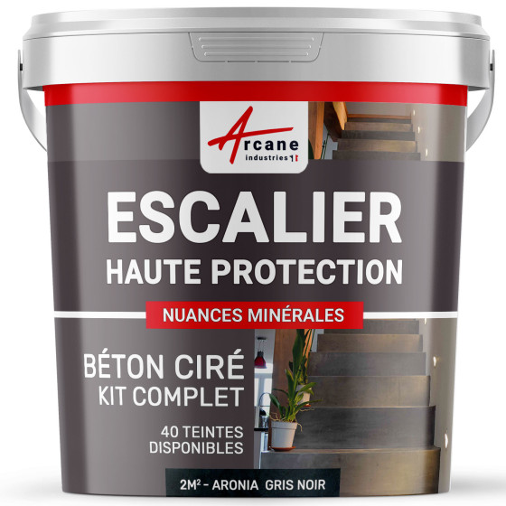 B‚ton Cir‚ Escalier - Kit Complet-kit2m2-Aronia-Gris-Noir-Aspect / Couleur B‚ton Cir‚ Escalier - Kit Complet-kit2m2-Aronia-Gris-Noir-Aspect / Couleur