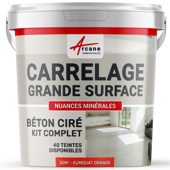 KIT BETON CIRE SUR CARRELAGE GRANDE SURFACE-Kit-30m2-Kumquat-Orange-Aspect / Couleur