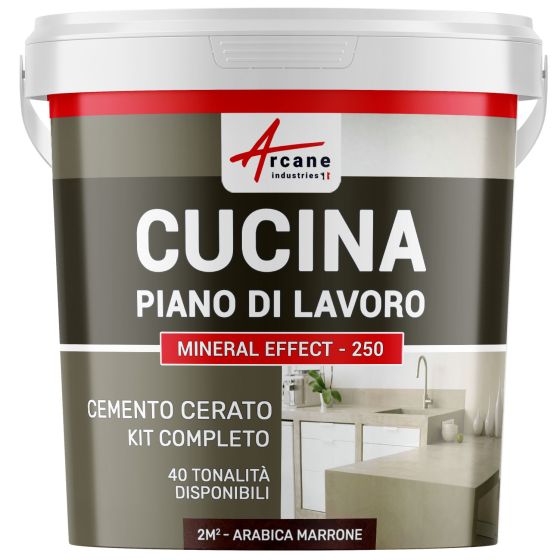Cemento Cerato Marrone per Cucina: Piano di lavoro, Paraspruzzi Cemento Cerato Marrone per Cucina: Piano di lavoro, Paraspruzzi