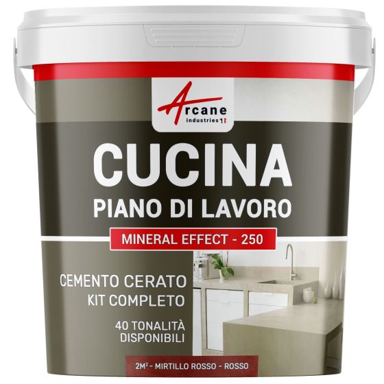 Cemento Cerato Rosso Cucina: Piano di lavoro, Alzata Cemento Cerato Rosso Cucina: Piano di lavoro, Alzata
