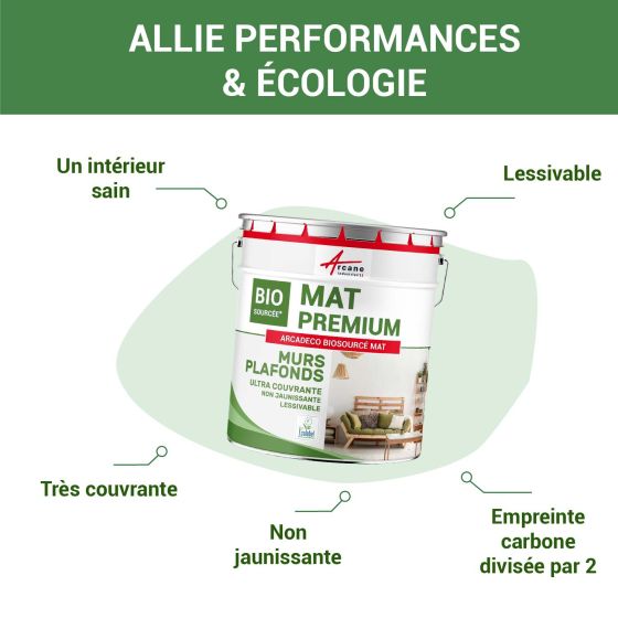 Peinture mate mur et plafond : Arcadéco Biosourcée