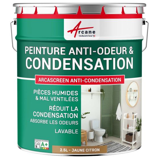 Peinture anti condensation, odeurs et moisissure pour pièce humide : Arcascreen Anti Condensation Couleur / Aspect 2.5L jaune ci Peinture anti condensation, odeurs et moisissure pour pièce humide : Arcascreen Anti Condensation Couleur / Aspect 2.5L jaune ci