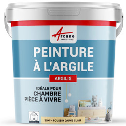 Peinture argile naturelle décoration chambre enfant - ARGILIS-30m2-Poussin-jaune-clair-Aspect / Couleur