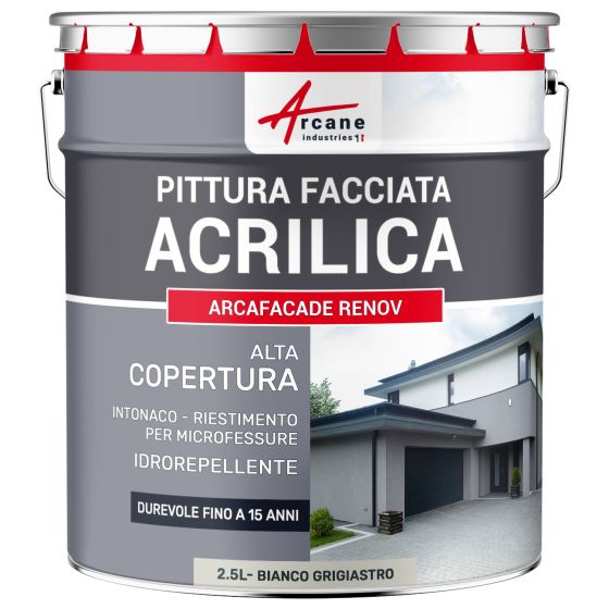 ARCAFAÇADE RENOV 2.5 L (+ o - 15 m² in 1 strato) Bianco grigiastro - RAL 9002