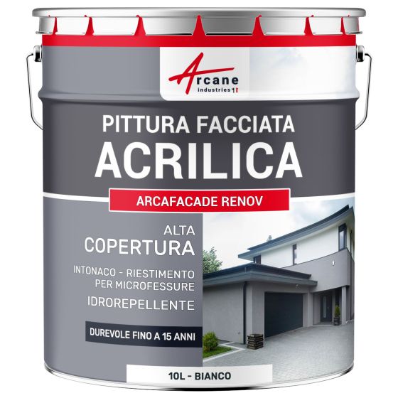 Pittura Esterna Acrilica per Crepi - ARCAFAÇADE RENOV 10 L (+ o - 60 m² in 1 strato) Bianco