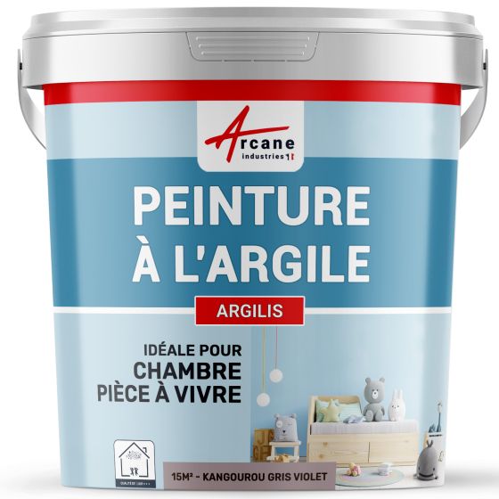 Peinture argile naturelle décoration chambre enfant - ARGILIS-15m2-Kangourou-gris-violet-Aspect / Couleur