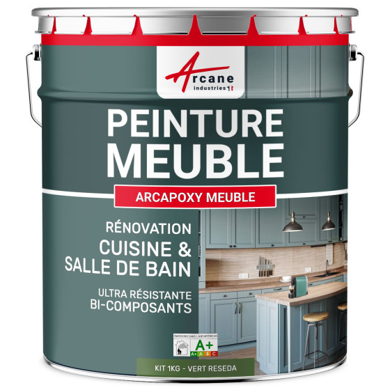Résine PEINTURE MEUBLE-Kit1Kg-Ral-6011-Vert-Reseda-Aspect / Couleur Résine PEINTURE MEUBLE-Kit1Kg-Ral-6011-Vert-Reseda-Aspect / Couleur
