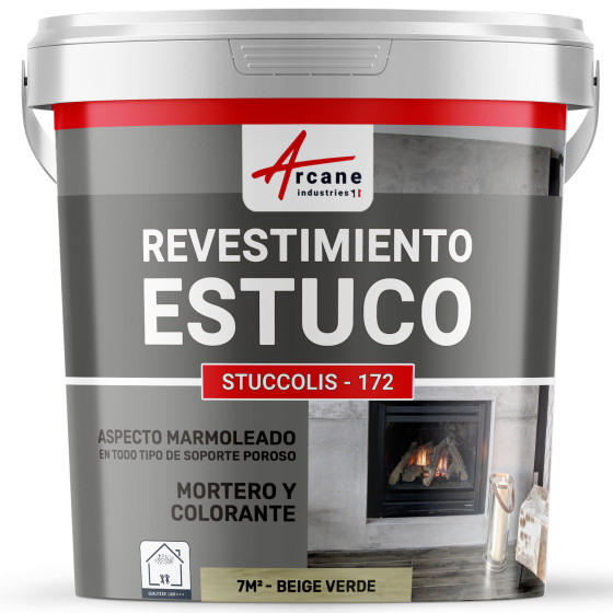 Pintura Estuco - Enduido STUCCOLIS con Mortero y ante Beige Verde kit hasta 7 m²