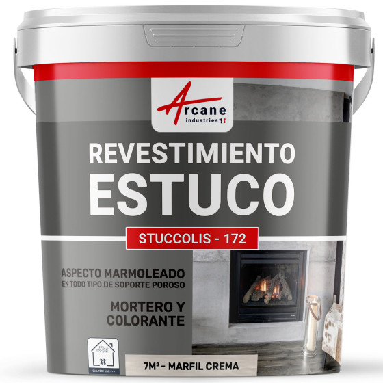 Pintura Estuco - Enduido STUCCOLIS con Mortero y ante Marfil Crema kit hasta 7 m²