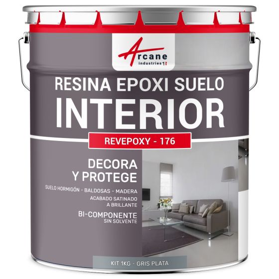 Resina Epoxi Decorativa para Suelo Interior REVEPOXY DECO RAL 7001 Gris Plata 1 kg (hasta 5 m² en 2 capas)