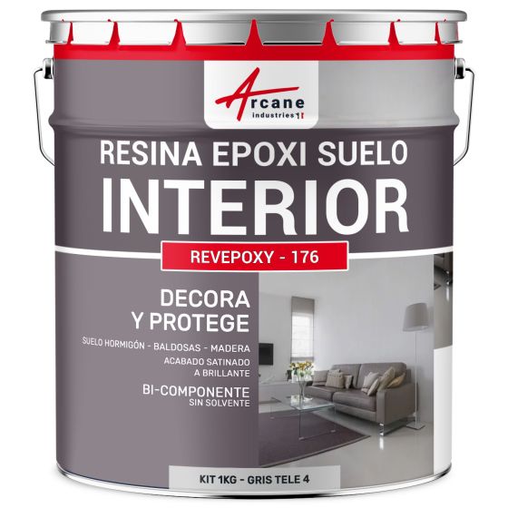 Resina Epoxi Decorativa para Suelo Interior REVEPOXY DECO Gris tele 4 RAL 7047 1 kg (hasta 5 m² en 2 capas)