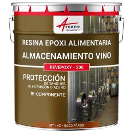 Pintura Resina Alimentaria para Cubas de Vino en Hormigón - Acero REVEPOXY ALMACENAMIENTO VINO Rojo pardo Ral 3011 4 kg