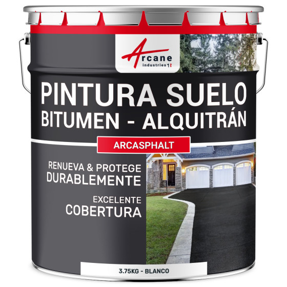 Pintura bituminosa y de alquitrán resina de suelo para asfalto Blanco 3.75 kg (7.5 m² en 2 capas)