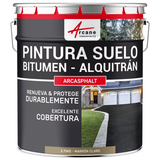 Pintura bituminosa y de alquitrán resina de suelo para asfalto Marrón Claro 3.75 kg (7.5 m² en 2 capas)