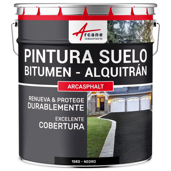 Pintura bituminosa y de alquitrán resina de suelo para asfalto Negro 15 kg (hasta 30 m² en 2 capas)