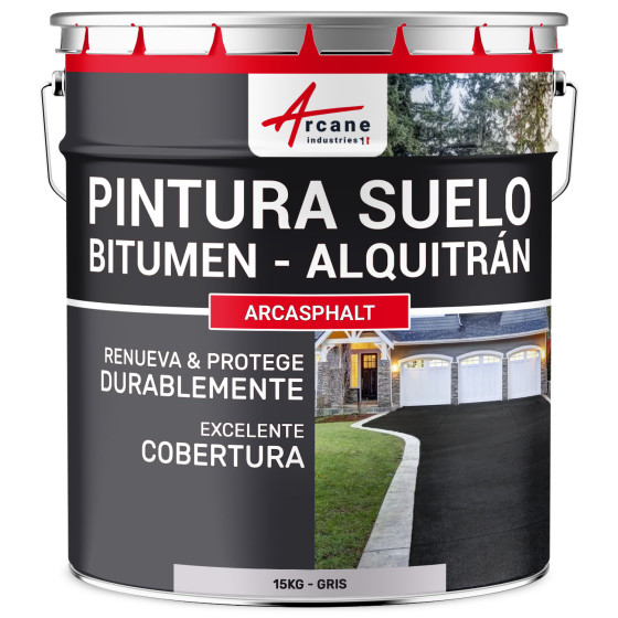 Pintura bituminosa y de alquitrán resina de suelo para asfalto Gris 15 kg (hasta 30 m² en 2 capas)
