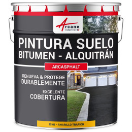 Pintura bituminosa y de alquitrán resina de suelo para asfalto Amarillo tráfico RAL 1023 15 kg (hasta 30 m² en 2 capas)