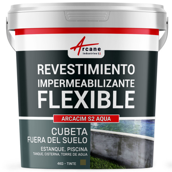 Revestimiento impermeabilizante flexible para PISCINA ELEVADA - CISTERNA - TORRE DE AGUA 4 kg Gris Marrón Cerca RAL 7013