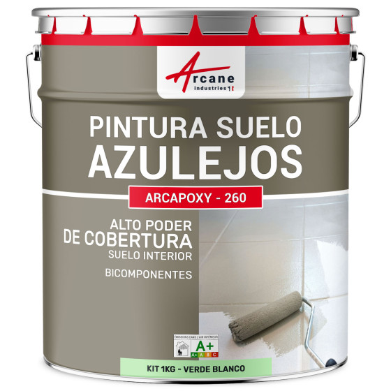 Pintura para Suelo de Baldosas Resina epoxi Arcapoxy 1 kg (hasta 5 m² en 2 capas) Ral 6019 Verde Blanco