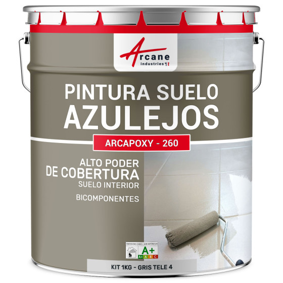 Pintura para Suelo de Baldosas Resina epoxi Arcapoxy Gris tele 4 RAL 7047 1 kg (hasta 5 m² en 2 capas)