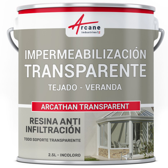 Resina de Impermeabilización Transparente para Verandas y Otros Soportes de Vidrio ARCATHAN TRANSPARENTE 2.5 L