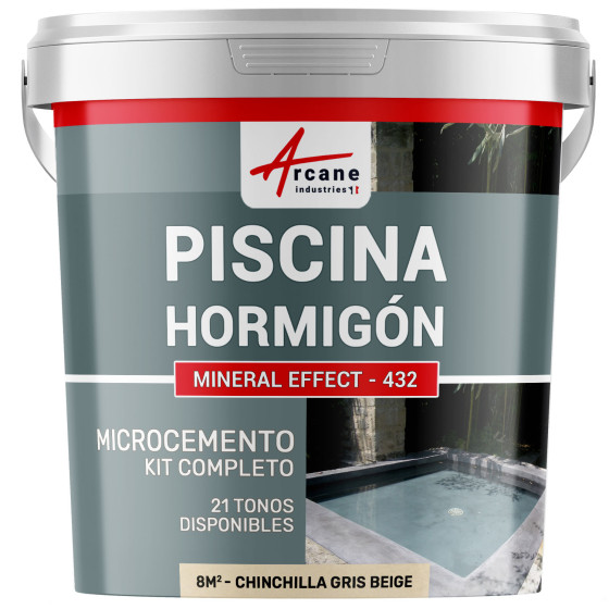 Kit de Hormigón Piscinas de Hormigón Revestimiento Impermeable de Alta Resistencia para PISCINA Chinchilla Gris Beige 8 m²