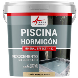 Kit de Hormigón Piscinas de Hormigón Revestimiento Impermeable de Alta Resistencia para PISCINA Vainilla Beige 32 m²