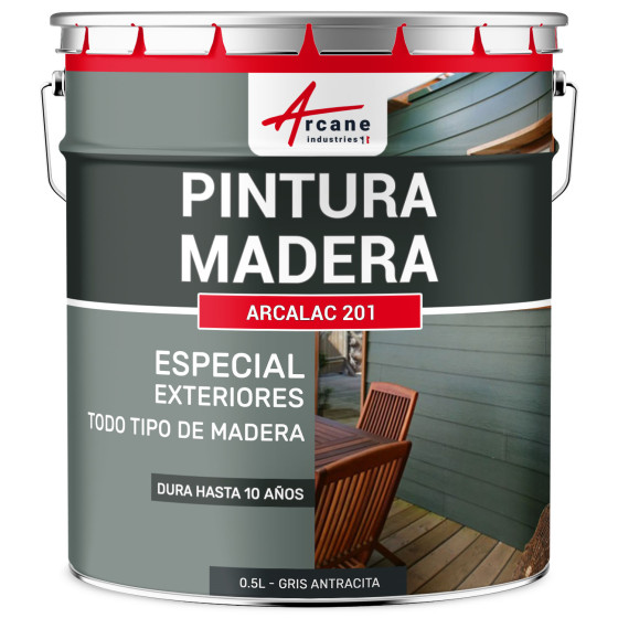 Pintura para madera exterior e interior ARCALAQUE 201 Gris Antracita RAL 7016 0.5 L
