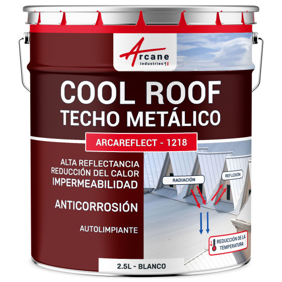 Coolroof - Pintura Anticalor para Techo Metálico ARCAREFLECT ANTICO Blanco 2.5 L