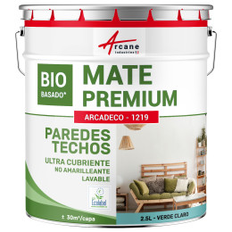Pintura mate para pared y techo ARCADECO BIOSOURCÉ MAT 2.5 L (+ ou 30m² par couche) Verde claro RAL 6057