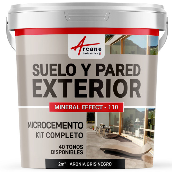 KIT BETÓN CIRÉ EXTERIOR - Betón alisado para suelos - paredes - terrazas y escaleras - Aronia Gris Negro - 2 m² (en 2 capas)