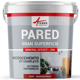 KIT HORMIGÓN PULIDO PARA PAREDES GRAN SUPERFICIE - Hormigón pulido especial para muros - Granada Roja - 120 m² (en 2 capas)
