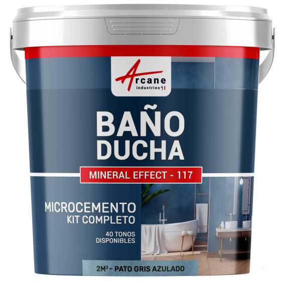 Kit de Microcemento para Baño: Revestimiento Impermeable - Pato Gris Azulado - 2 m² (en 2 capas)