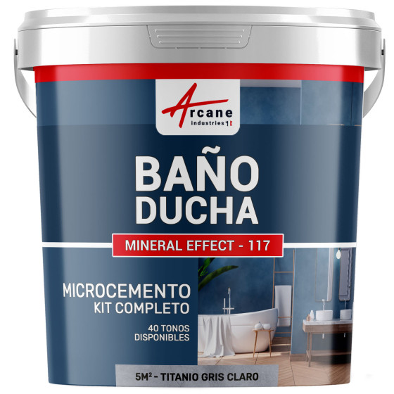 Kit de Microcemento para Baño: Revestimiento Impermeable - Titanio Gris Claro - 5 m² (en 2 capas)