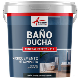 Kit de Microcemento para Baño: Revestimiento Impermeable - Aronia Gris Negro - 10 m² (para 2 capas)
