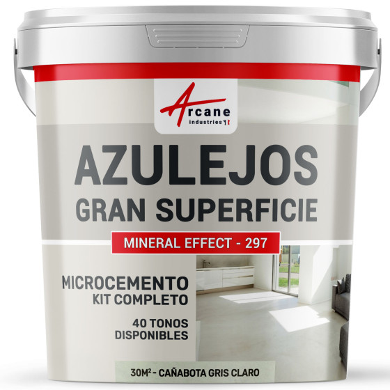 KIT DE MICROCEMENTO PARA AZULEJOS EN GRAN SUPERFICIE - Cañabota Gris Claro - 30 m² (en 2 capas)