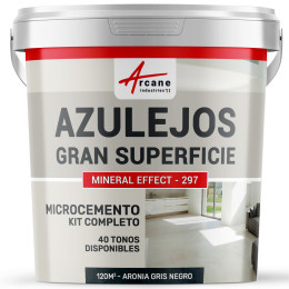 KIT DE MICROCEMENTO PARA AZULEJOS EN GRAN SUPERFICIE - Aronia Gris Negro - 120 m² (en 2 capas)