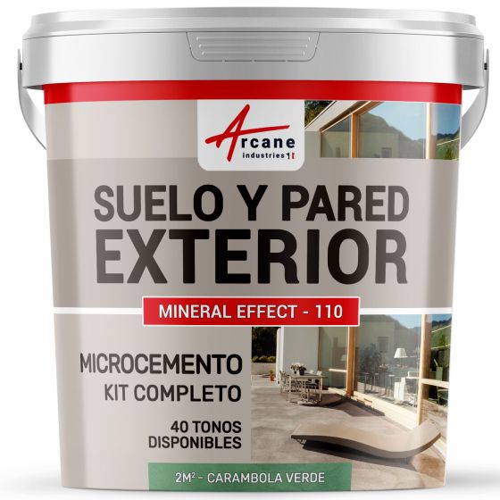 KIT BETÓN CIRÉ EXTERIOR - Betón alisado para suelos - paredes - terrazas y escaleras - Carambola Verde - 2 m² (en 2 capas)