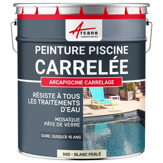 Peinture Carrelage Piscine Pour Piscine Carrelée - ARCAPISCINE CARRELAGE-5kg-Blanc-Perle-ral-1013-Aspect / Couleur