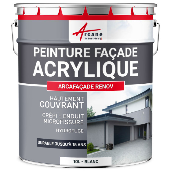 Peinture Crépi Façade Acrylique - ARCAFAÇADE RENOV-10L-Blanc-Ral-9003-Aspect / Couleur Peinture Crépi Façade Acrylique - ARCAFAÇADE RENOV-10L-Blanc-Ral-9003-Aspect / Couleur