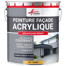 Peinture Crépi Façade Acrylique - ARCAFAÇADE RENOV-10L-Jaune-Ral-080-80-60-Aspect / Couleur