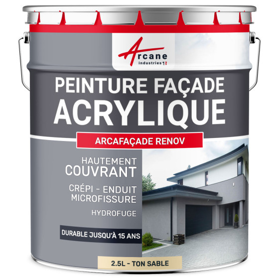 Peinture Crépi Façade Acrylique - ARCAFAÇADE RENOV-2-5L-Ton-Sable-Ral-085-90-20-Aspect / Couleur