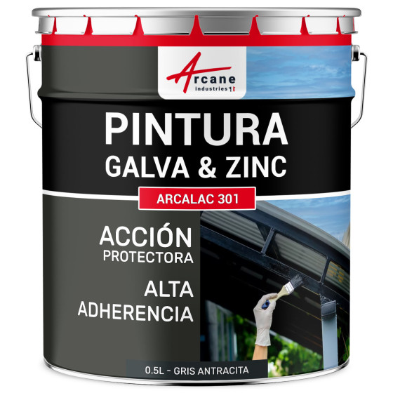 Pintura para Galvanizado y Zinc Arcalaque 301 Gris Antracita RAL 7016 0.5 L