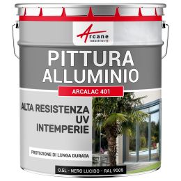 Pittura per Alluminio: ARCALAC 401 0.5 L Nero Lucido - RAL 9005