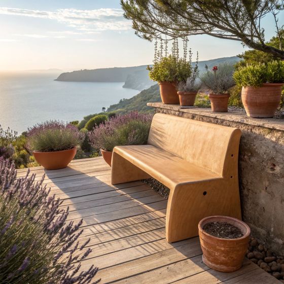 KIT BETON CIRE EXTERIEUR - Béton ciré extérieur pour sol, mur, terrasse, balcon, escalier - Mise en situation - Melon