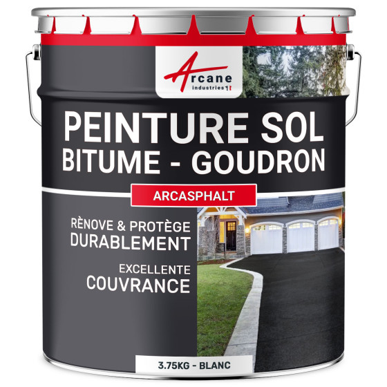 Peinture bitume / peinture goudron : Résine sol  pour asphalte 3-75Kg-BLANC-Aspect / Couleur